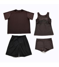 画像5: レデイース水着 半袖Tシャツ ショットパンツ タンクトップス ショーツ 四点セット 体系カバー水着  タンキニ 4点セット 大人 ビキニ タンクトップ ショートパンツ Tシャツ ラッシュガード ママ水着 (5)