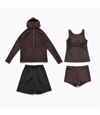 画像16: ラッシュガード ショットパンツ タンキニトップ ショーツ 水着4点セット レディース 体型カバー タンキニ 長袖ラッシュガード ブラトップ ショーツ ショートパンツ (16)