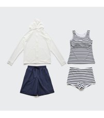 画像15: ラッシュガード ショットパンツ タンキニトップ ショーツ 水着4点セット レディース 体型カバー タンキニ 長袖ラッシュガード ブラトップ ショーツ ショートパンツ (15)