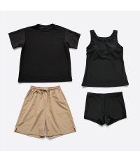画像4: レデイース水着 半袖Tシャツ ショットパンツ タンクトップス ショーツ 四点セット 体系カバー水着  タンキニ 4点セット 大人 ビキニ タンクトップ ショートパンツ Tシャツ ラッシュガード ママ水着 (4)
