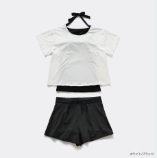 画像9: インナータンキニ付きTシャツ インナーパンツ付きショットパンツ 二点セット体系カバー水着  体系カバー水着水着 レディース 2点セット  UVカットレイヤード風 タンキニ セパレート 半袖ラッシュガード トップス ショートパンツ かわいい ノンワイヤー パッド付き (9)