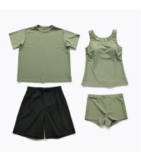 画像7: レデイース水着 半袖Tシャツ ショットパンツ タンクトップス ショーツ 四点セット 体系カバー水着  タンキニ 4点セット 大人 ビキニ タンクトップ ショートパンツ Tシャツ ラッシュガード ママ水着 (7)