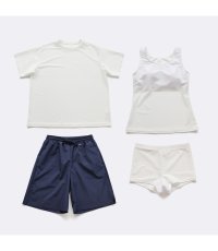 画像10: レデイース水着 半袖Tシャツ ショットパンツ タンクトップス ショーツ 四点セット 体系カバー水着  タンキニ 4点セット 大人 ビキニ タンクトップ ショートパンツ Tシャツ ラッシュガード ママ水着 (10)