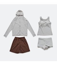 画像13: ラッシュガード ショットパンツ タンキニトップ ショーツ 水着4点セット レディース 体型カバー タンキニ 長袖ラッシュガード ブラトップ ショーツ ショートパンツ (13)