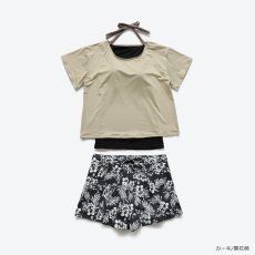 画像13: インナータンキニ付きTシャツ インナーパンツ付きショットパンツ 二点セット体系カバー水着  体系カバー水着水着 レディース 2点セット  UVカットレイヤード風 タンキニ セパレート 半袖ラッシュガード トップス ショートパンツ かわいい ノンワイヤー パッド付き (13)