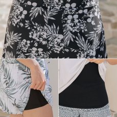 画像7: インナータンキニ付きTシャツ インナーパンツ付きショットパンツ 二点セット体系カバー水着  体系カバー水着水着 レディース 2点セット  UVカットレイヤード風 タンキニ セパレート 半袖ラッシュガード トップス ショートパンツ かわいい ノンワイヤー パッド付き (7)