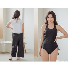 画像4: タンクTシャツとロングズボンとタンクトップスとショーツと四点セット体系カバー水着 (4)