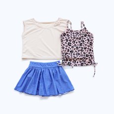 画像6: カチューシャつき インナーつき デニム風スカート 水着Tシャツ キャミソール 体系カバー 子供水着セット　ガールズ 女の子 上下セット キッズ 子供用 UVカット フィットネス水着 (6)