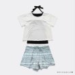 画像10: インナータンキニ付きTシャツ インナーパンツ付きショットパンツ 二点セット体系カバー水着  体系カバー水着水着 レディース 2点セット  UVカットレイヤード風 タンキニ セパレート 半袖ラッシュガード トップス ショートパンツ かわいい ノンワイヤー パッド付き (10)