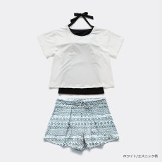 画像10: インナータンキニ付きTシャツ インナーパンツ付きショットパンツ 二点セット体系カバー水着  体系カバー水着水着 レディース 2点セット  UVカットレイヤード風 タンキニ セパレート 半袖ラッシュガード トップス ショートパンツ かわいい ノンワイヤー パッド付き (10)