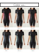 画像10: めぐれ防止　ボタン付き　帽子つき　フィットネス　水着３点セット　タンキニ競泳練習用水着　スポーツウェア　ジム用ウェア　19Lサイズ　体系カバー　半袖　パッド付　 (10)