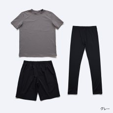 画像5: メンズ　キャップ付き　半袖ラッシュガード　サーフパンツ　レギンス　ラッシュガード ４点セット水着 半袖パーカー フィットネス UVカット UPF50+・吸汗速乾　水泳 水陸両用 (5)