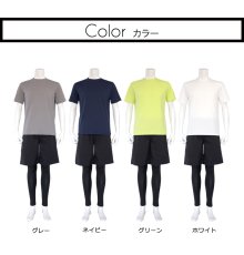 画像4: メンズ　キャップ付き　半袖ラッシュガード　サーフパンツ　レギンス　ラッシュガード ４点セット水着 半袖パーカー フィットネス UVカット UPF50+・吸汗速乾　水泳 水陸両用 (4)