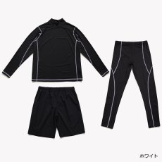 画像11: メンズ　キャップ付き ロング袖ラッシュガード  レギンス ショットパンツ セットスポーツウェア ラッシュガードフィットネス水着　4点セットUVカット温泉 ビーチ 水泳 スイミング  競泳 吸汗 速乾 (11)