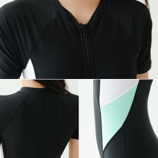 画像7: ィットネス水着　フィットネス 水着 レディース 体型カバー オールインワン 競泳 半袖 スポーティ 女性 練習用 ジム ワンピース スイムウェア 日焼け防止 露出少なめ 練習 (7)