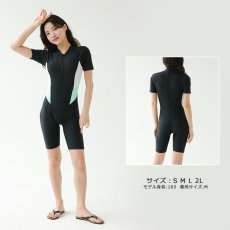 画像11: ィットネス水着　フィットネス 水着 レディース 体型カバー オールインワン 競泳 半袖 スポーティ 女性 練習用 ジム ワンピース スイムウェア 日焼け防止 露出少なめ 練習 (11)