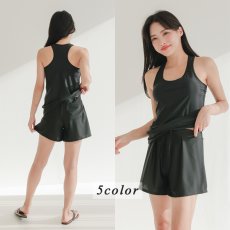 画像8: インナー着きパンツ　袖ナスインナーつき　Tシャツ　2点セット水着　水着 レディース セパレート 半袖 上下セット　体型カバー 紫外線対策 タンキニ スイムウェア ビーチウェア (8)