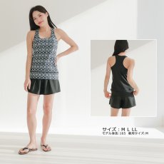 画像9: インナー着きパンツ　袖ナスインナーつき　Tシャツ　2点セット水着　水着 レディース セパレート 半袖 上下セット　体型カバー 紫外線対策 タンキニ スイムウェア ビーチウェア (9)
