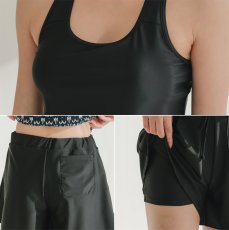 画像4: インナー着きパンツ　袖ナスインナーつき　Tシャツ　2点セット水着　水着 レディース セパレート 半袖 上下セット　体型カバー 紫外線対策 タンキニ スイムウェア ビーチウェア (4)
