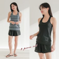画像6: インナー着きパンツ　袖ナスインナーつき　Tシャツ　2点セット水着　水着 レディース セパレート 半袖 上下セット　体型カバー 紫外線対策 タンキニ スイムウェア ビーチウェア (6)