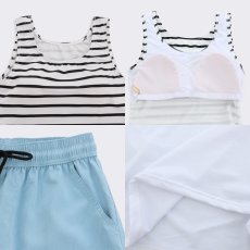 画像13: 体系カバー Tシャツ ショットパンツ タンキニ上下セット 水着4点セット 水着 レディース 体型カバー タンキニ ブラトップ ショーツ 布帛ショートパンツ レディースセット (13)
