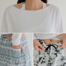 画像3: タンキニトップスとショーツとロングシャツとパンツ付レギンス4点セット水着　水着 レディース 体型カバー タンキニ 長袖ラッシュガード ブラトップ ショーツ ショートパンツ 4点セット  (3)