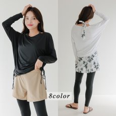 画像6: タンキニトップスとショーツとロングシャツとパンツ付レギンス4点セット水着　水着 レディース 体型カバー タンキニ 長袖ラッシュガード ブラトップ ショーツ ショートパンツ 4点セット  (6)