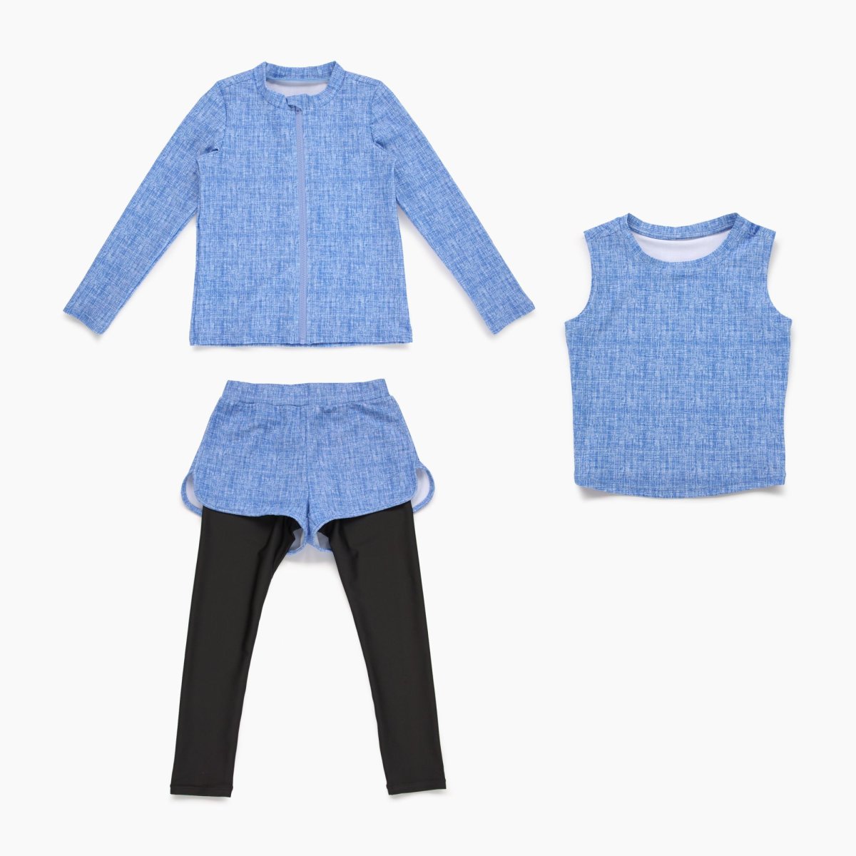 画像7: キッズ水着セット ラッシュガード タンクトップ パンツ付レギンス 2WAYオフショル セパレート水着 キッズ ジュニア 女子 女児 子供 女の子 UPF50+ UVカット　速乾冷感 (7)