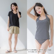 画像8: 体型カバー水着 4点セット Tシャツ　ハーフパンツ　タンキニショットパンツ付き セット水着 タンキニ水着 レディース レディース 体型カバー 長袖シャツ ラッシュガード ハーフパンツ 4点ビキニ (8)