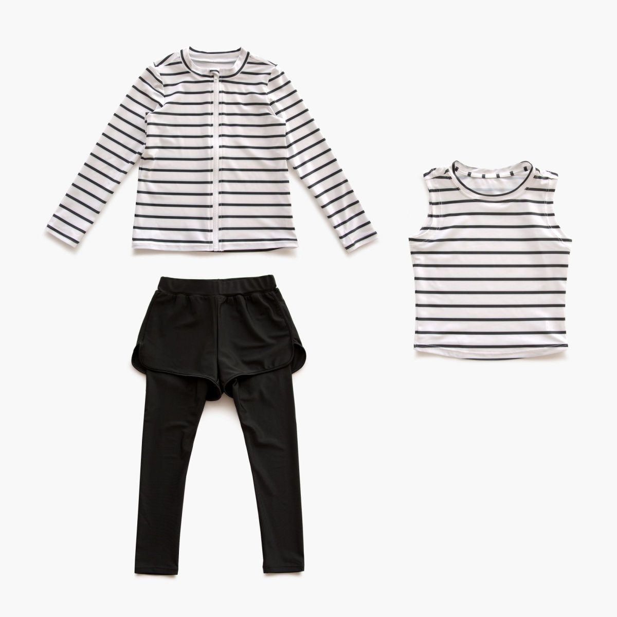 画像11: キッズ水着セット ラッシュガード タンクトップ パンツ付レギンス 2WAYオフショル セパレート水着 キッズ ジュニア 女子 女児 子供 女の子 UPF50+ UVカット　速乾冷感 (11)