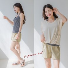 画像6: 体型カバー水着 4点セット Tシャツ　ハーフパンツ　タンキニショットパンツ付き セット水着 タンキニ水着 レディース レディース 体型カバー 長袖シャツ ラッシュガード ハーフパンツ 4点ビキニ (6)