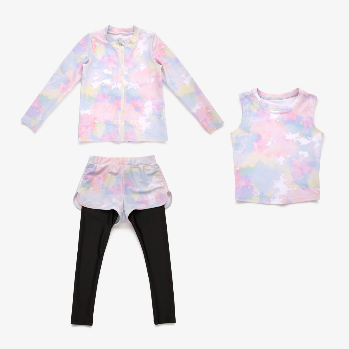 画像9: キッズ水着セット ラッシュガード タンクトップ パンツ付レギンス 2WAYオフショル セパレート水着 キッズ ジュニア 女子 女児 子供 女の子 UPF50+ UVカット　速乾冷感 (9)