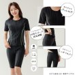 画像3: 競泳練習用水着　めぐれ防止ボタン着き フィットネス 水着セット キャップ付き レディース  セパレート  半袖 上下セット 大きいサイズ　体型カバー　 (3)