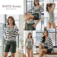 画像5: 体型カバー4点セット水着 布帛サーフパンツセット　水着４点セット 水着 レディース 体型カバー タンキニ 長袖ラッシュガード ブラトップ ショーツ ショートパンツタンキニ 体型カバー ラッシュガード タンクトップ UPF50+ UVカット加工 (5)