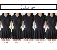 画像3: オールインワン ワンピース フィットネス レディース競泳用 体型カバー水着 フィットネス水着 女性用 練習用　競泳水着 ラッシュガード かわいい めくれ防止  女性 水着 (3)