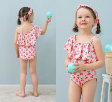 画像5: カチューシャ付き ワンショールター モノキニ KIDS水着 キッズ水着 カチューシャ付き ワンショールター モノキニ ワンピース 子供水着 女の子 水着 体型カバー スポーツウエア トップス 子供 水着 スクール水着 ガールズ 水着 スイムウェア (5)