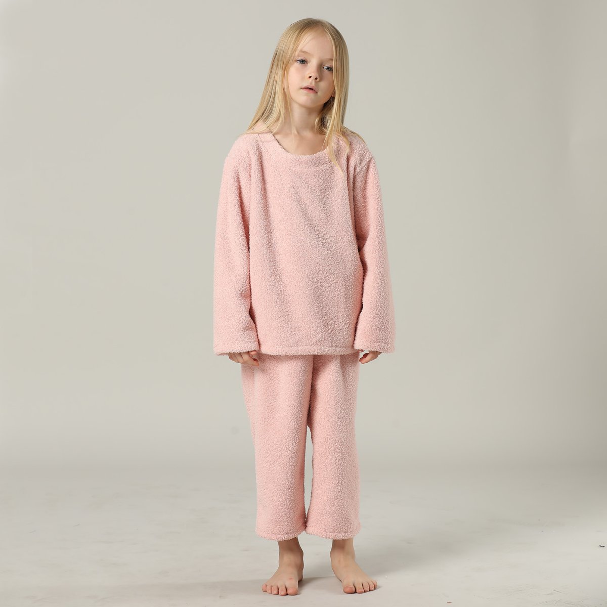 画像27: New mokomoko 丸襟ロングズボンセット男女兼用KIDSサイズ　モコモコ ルームウェア Newもこもこ 丸襟 ロングズボンセット 男女兼用 KIDSサイズ パジャマ ルームウェア セットアップ キッズ 女の子 男の子 長袖パジャマ もこもこ 厚手 (27)