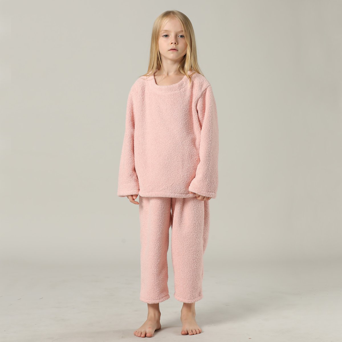 画像25: New mokomoko 丸襟ロングズボンセット男女兼用KIDSサイズ　モコモコ ルームウェア Newもこもこ 丸襟 ロングズボンセット 男女兼用 KIDSサイズ パジャマ ルームウェア セットアップ キッズ 女の子 男の子 長袖パジャマ もこもこ 厚手 (25)