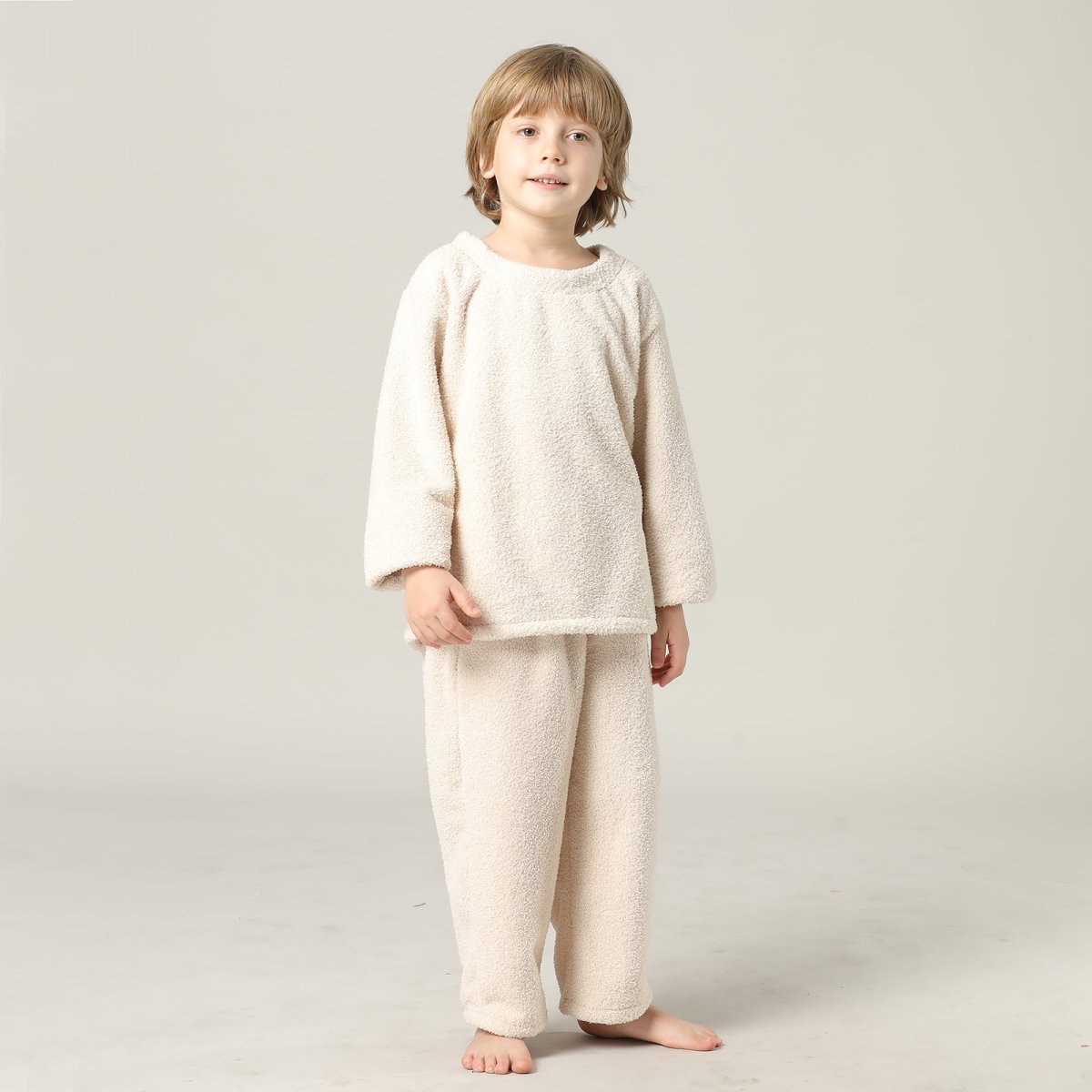 画像23: New mokomoko 丸襟ロングズボンセット男女兼用KIDSサイズ　モコモコ ルームウェア Newもこもこ 丸襟 ロングズボンセット 男女兼用 KIDSサイズ パジャマ ルームウェア セットアップ キッズ 女の子 男の子 長袖パジャマ もこもこ 厚手 (23)