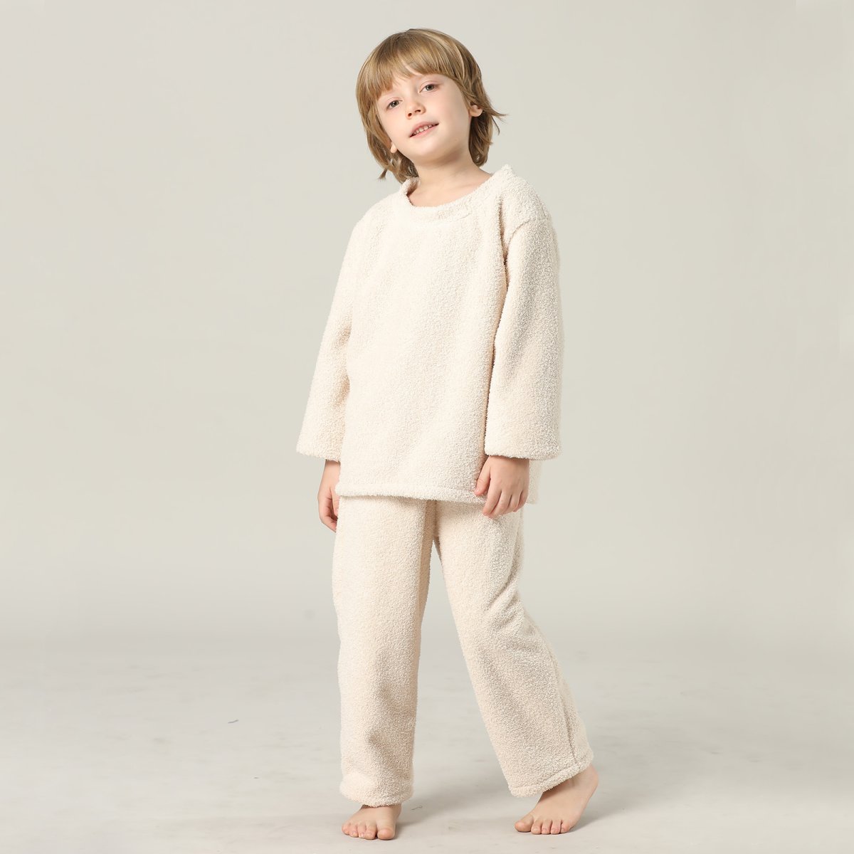 画像28: New mokomoko 丸襟ロングズボンセット男女兼用KIDSサイズ　モコモコ ルームウェア Newもこもこ 丸襟 ロングズボンセット 男女兼用 KIDSサイズ パジャマ ルームウェア セットアップ キッズ 女の子 男の子 長袖パジャマ もこもこ 厚手 (28)