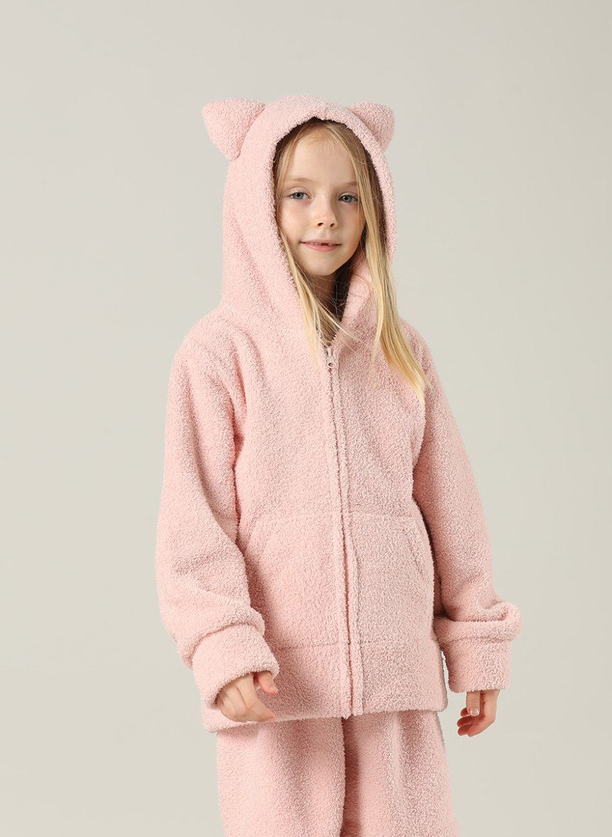 画像11: New mokomoko ZIP 猫耳フードパーカーとロングパンツセット　男女兼用KIDS　ルームウェア キッズ もこもこ パジャマ レディース 子供 耳付きパーカー＆パンツ 上下セット モコモコ ルームウェア New デザイン ZIP 猫耳フード パーカーとロング パンツセット 男女兼用  (11)