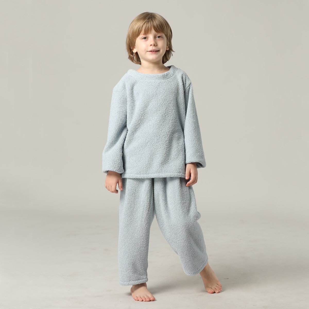 画像21: New mokomoko 丸襟ロングズボンセット男女兼用KIDSサイズ　モコモコ ルームウェア Newもこもこ 丸襟 ロングズボンセット 男女兼用 KIDSサイズ パジャマ ルームウェア セットアップ キッズ 女の子 男の子 長袖パジャマ もこもこ 厚手 (21)