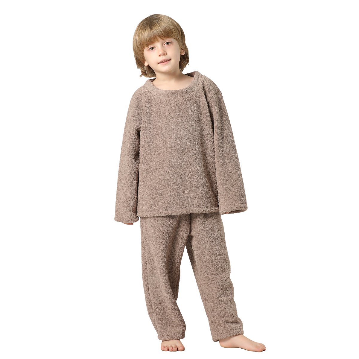 画像13: New mokomoko 丸襟ロングズボンセット男女兼用KIDSサイズ　モコモコ ルームウェア Newもこもこ 丸襟 ロングズボンセット 男女兼用 KIDSサイズ パジャマ ルームウェア セットアップ キッズ 女の子 男の子 長袖パジャマ もこもこ 厚手 (13)