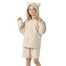 画像12: New mokomoko ZIP 猫耳フードパーカーとショットパンツセット男女兼用KIDS　モコモコ ルームウェア Newもこもこ ZIP 猫耳フード パーカーとショットパンツ セット男女兼用 ルームウェア キッズ パジャマ 子供 もこもこ パーカー 長袖 ＆ パンツ 上下セット (12)
