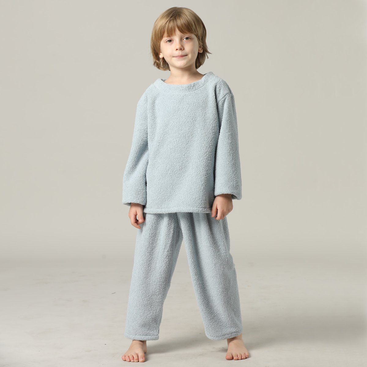 画像17: New mokomoko 丸襟ロングズボンセット男女兼用KIDSサイズ　モコモコ ルームウェア Newもこもこ 丸襟 ロングズボンセット 男女兼用 KIDSサイズ パジャマ ルームウェア セットアップ キッズ 女の子 男の子 長袖パジャマ もこもこ 厚手 (17)