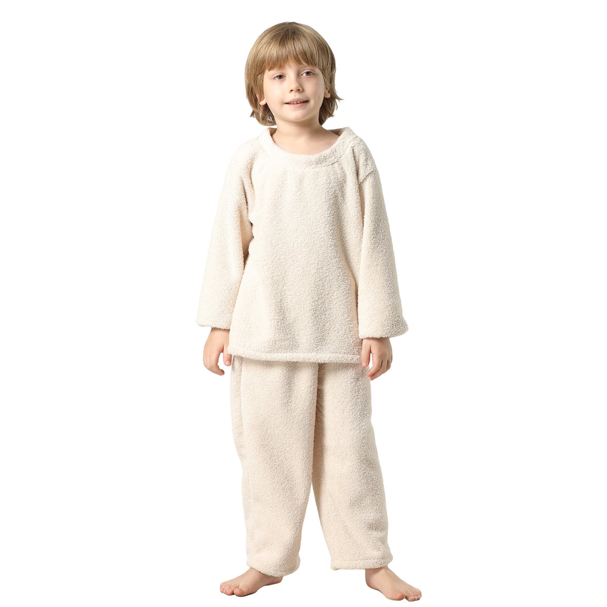 画像16: New mokomoko 丸襟ロングズボンセット男女兼用KIDSサイズ　モコモコ ルームウェア Newもこもこ 丸襟 ロングズボンセット 男女兼用 KIDSサイズ パジャマ ルームウェア セットアップ キッズ 女の子 男の子 長袖パジャマ もこもこ 厚手 (16)