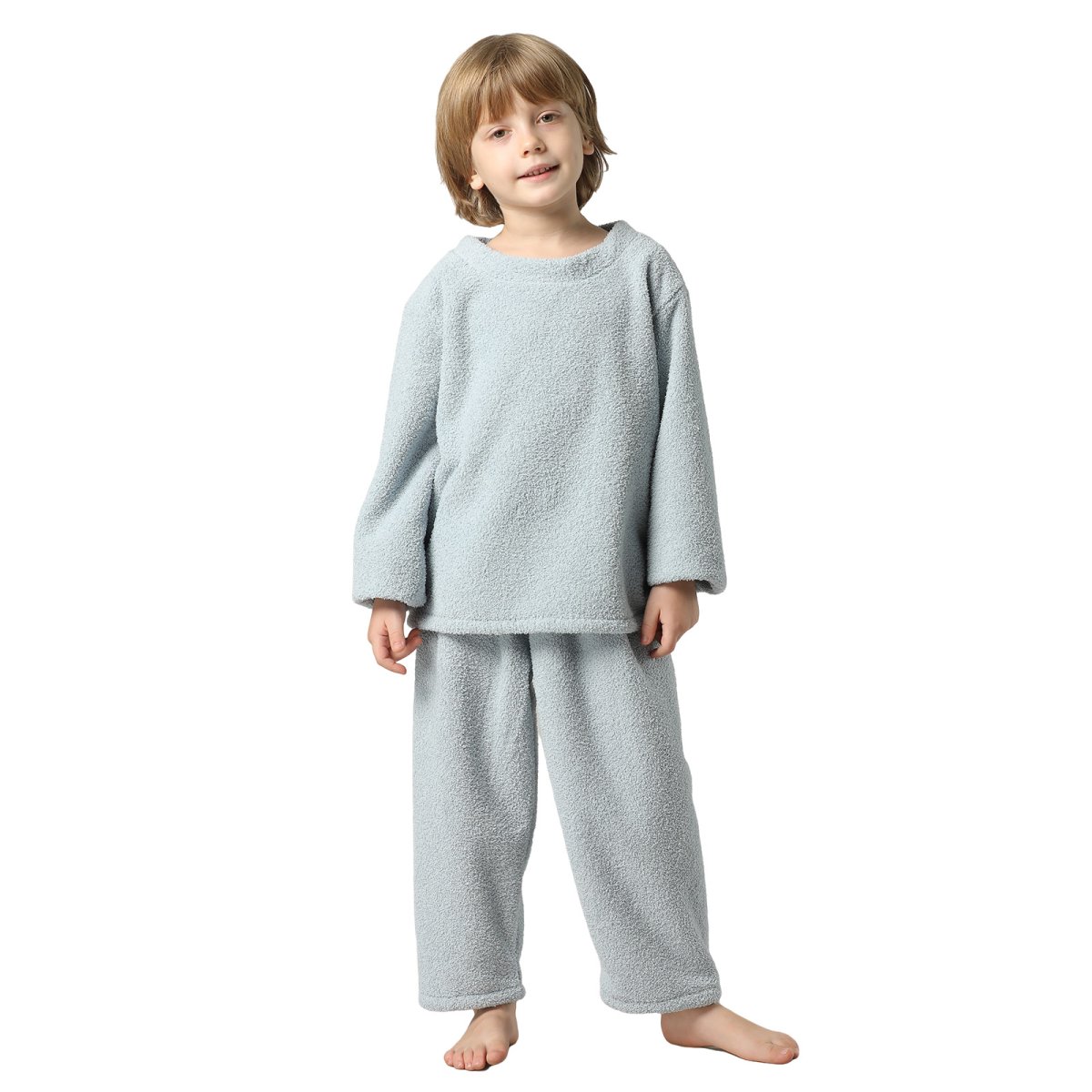 画像12: New mokomoko 丸襟ロングズボンセット男女兼用KIDSサイズ　モコモコ ルームウェア Newもこもこ 丸襟 ロングズボンセット 男女兼用 KIDSサイズ パジャマ ルームウェア セットアップ キッズ 女の子 男の子 長袖パジャマ もこもこ 厚手 (12)