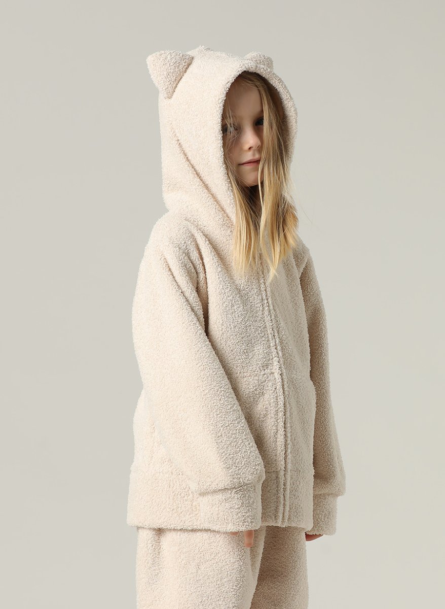 画像8: New mokomoko ZIP 猫耳フードパーカーとロングパンツセット　男女兼用KIDS　ルームウェア キッズ もこもこ パジャマ レディース 子供 耳付きパーカー＆パンツ 上下セット モコモコ ルームウェア New デザイン ZIP 猫耳フード パーカーとロング パンツセット 男女兼用  (8)