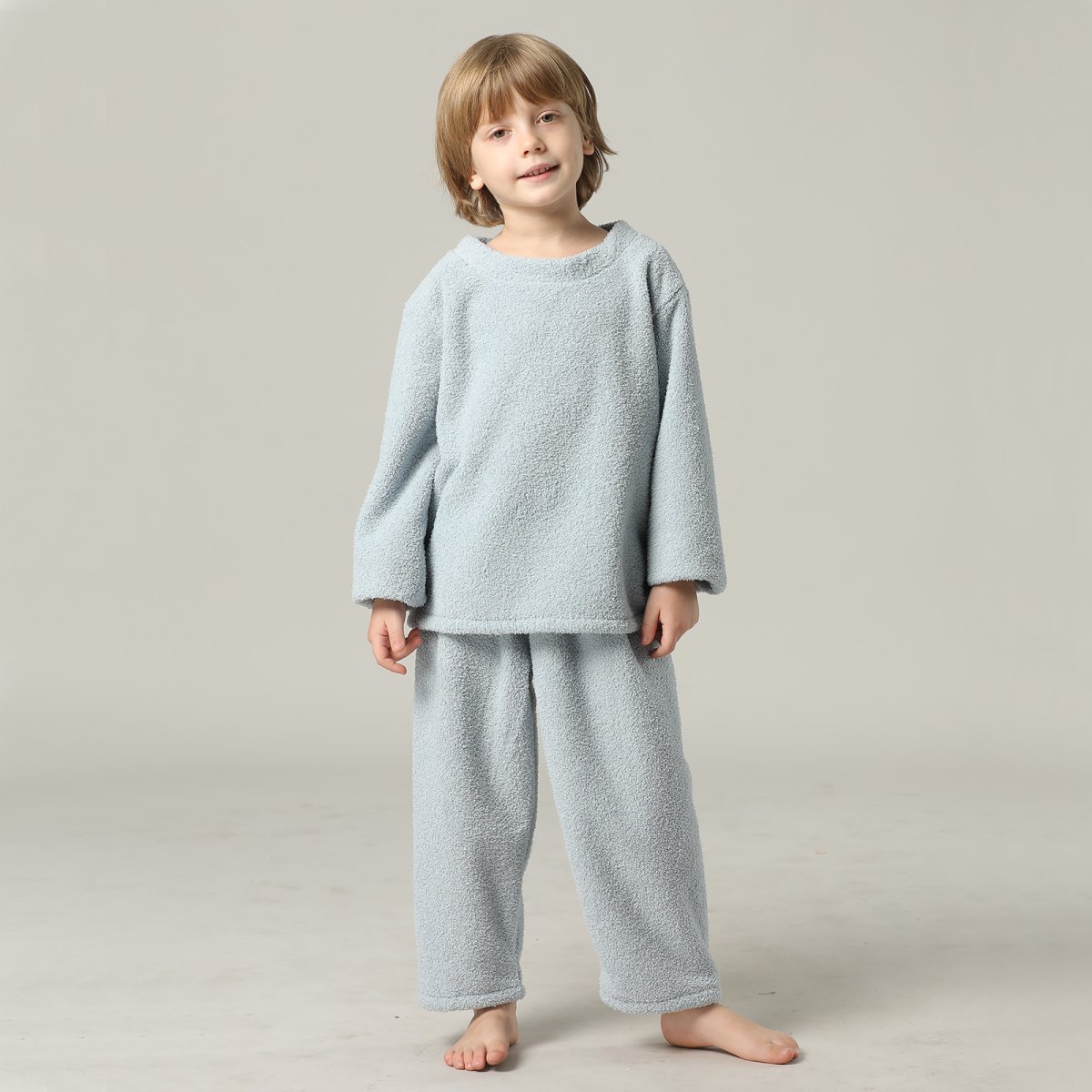 画像24: New mokomoko 丸襟ロングズボンセット男女兼用KIDSサイズ　モコモコ ルームウェア Newもこもこ 丸襟 ロングズボンセット 男女兼用 KIDSサイズ パジャマ ルームウェア セットアップ キッズ 女の子 男の子 長袖パジャマ もこもこ 厚手 (24)