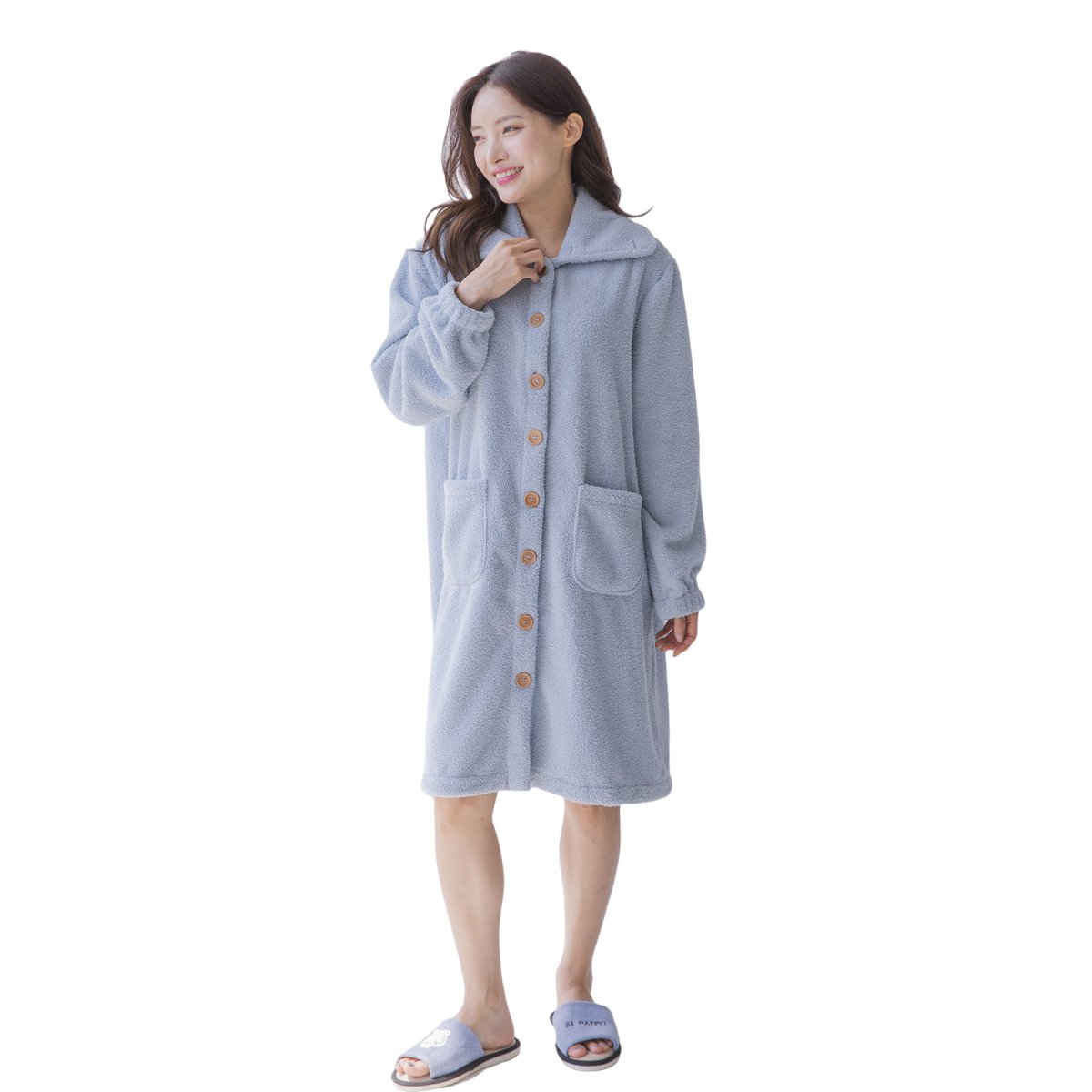 画像7: モコモコボタン式レディ-ス衿付きトップスリングタイプ 部屋着 パジャマ ロンパース オーバーオール 着ぐるみ 部屋着 寒さ対策 (7)